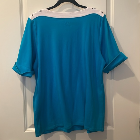 Allison Daley blue short sleeve shirt. - Picture 5 of 5